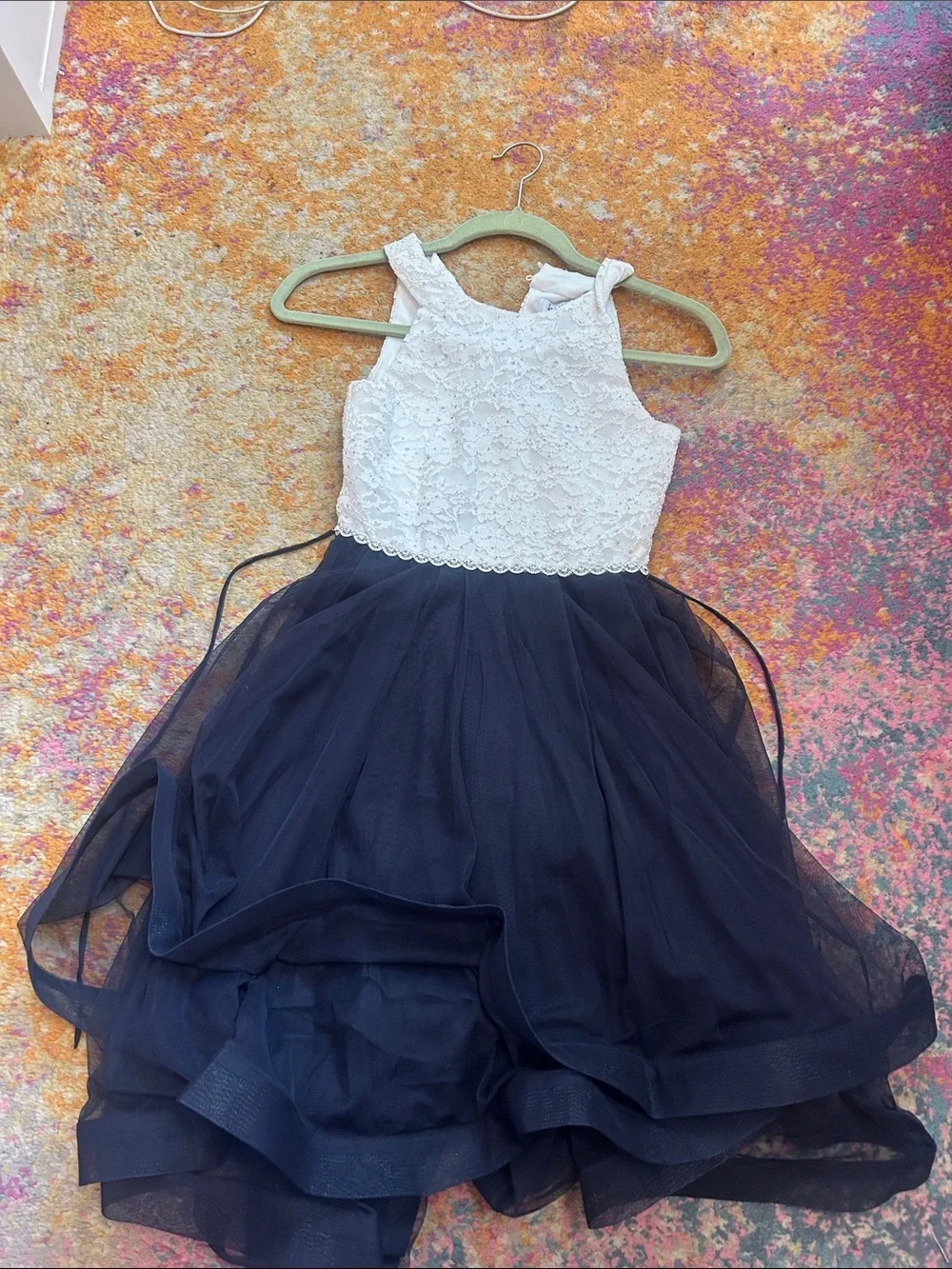Speechless White Lace & Navy Tulle Party Dress for Girls